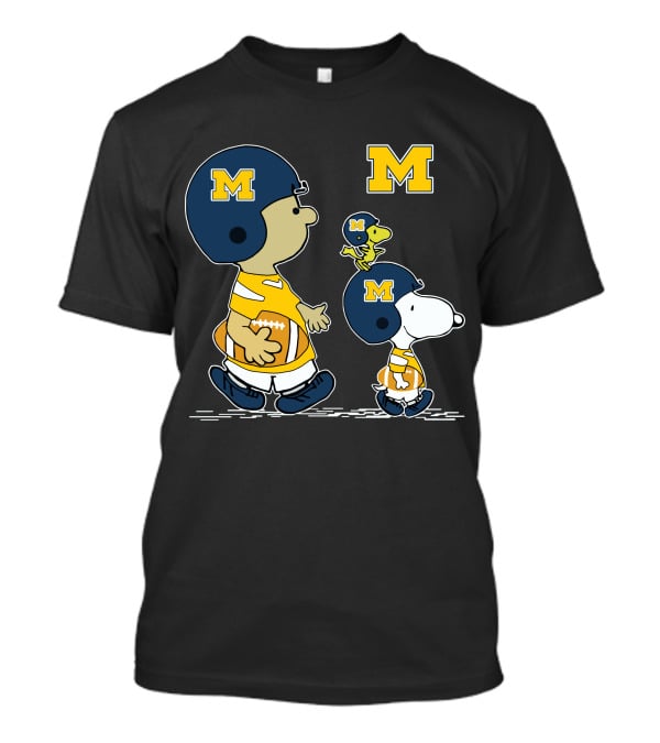 Michigan Wolverines Snoopy And Woodstock Football Helmets T-Shirt