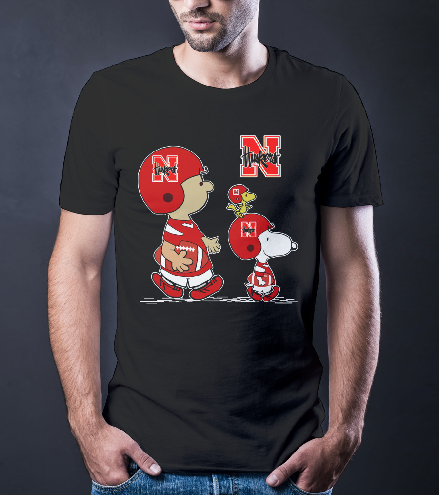 Nebraska Huskers Snoopy Woodstock Football Team Fan Gear T-Shirt