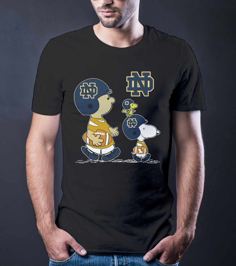 Notre Dame Football Snoopy And Woodstock In Helmets T-Shirt