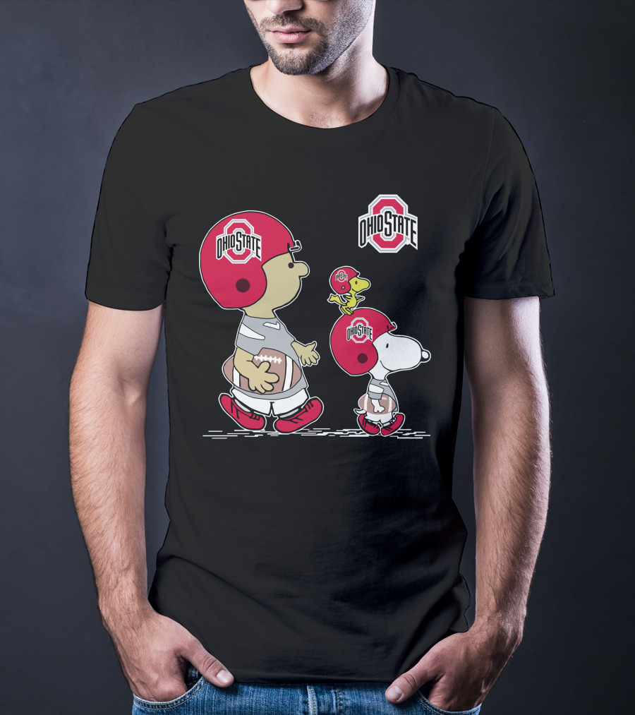 Ohio State Peanuts Snoopy Woodstock Football Team Helmets T-Shirt