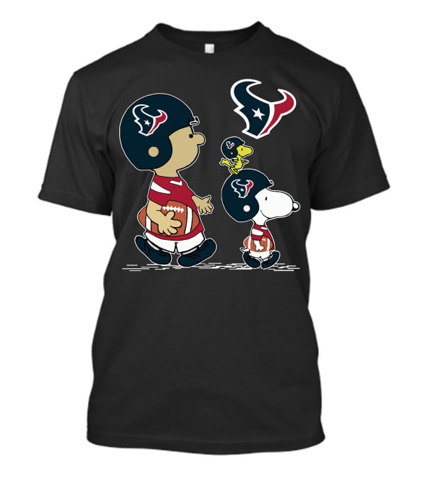 Snoopy Texans Football Charlie Brown Woodstock NFL Fan T-Shirt