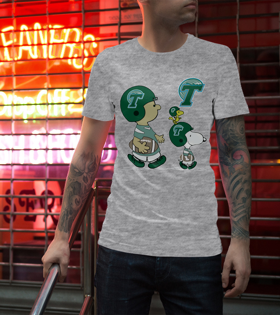 Tulane Football Snoopy And Woodstock Peanuts Characters T-Shirt