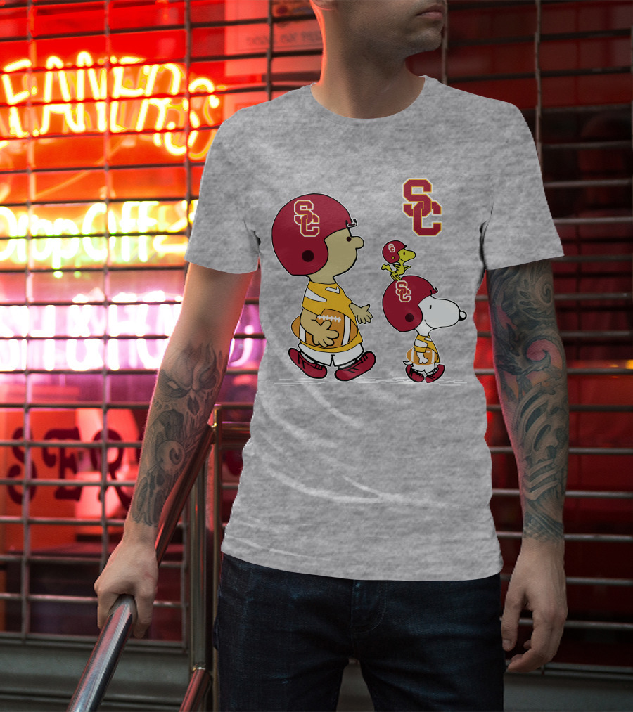 USC Trojans Snoopy Charlie Brown Woodstock Football Helmets T-Shirt