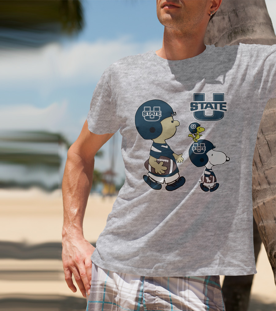 Utah State Football Snoopy And Woodstock Peanuts Characters T-Shirt
