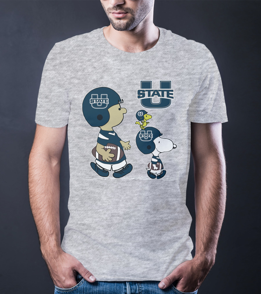 Utah State Football Snoopy And Woodstock Peanuts Characters T-Shirt