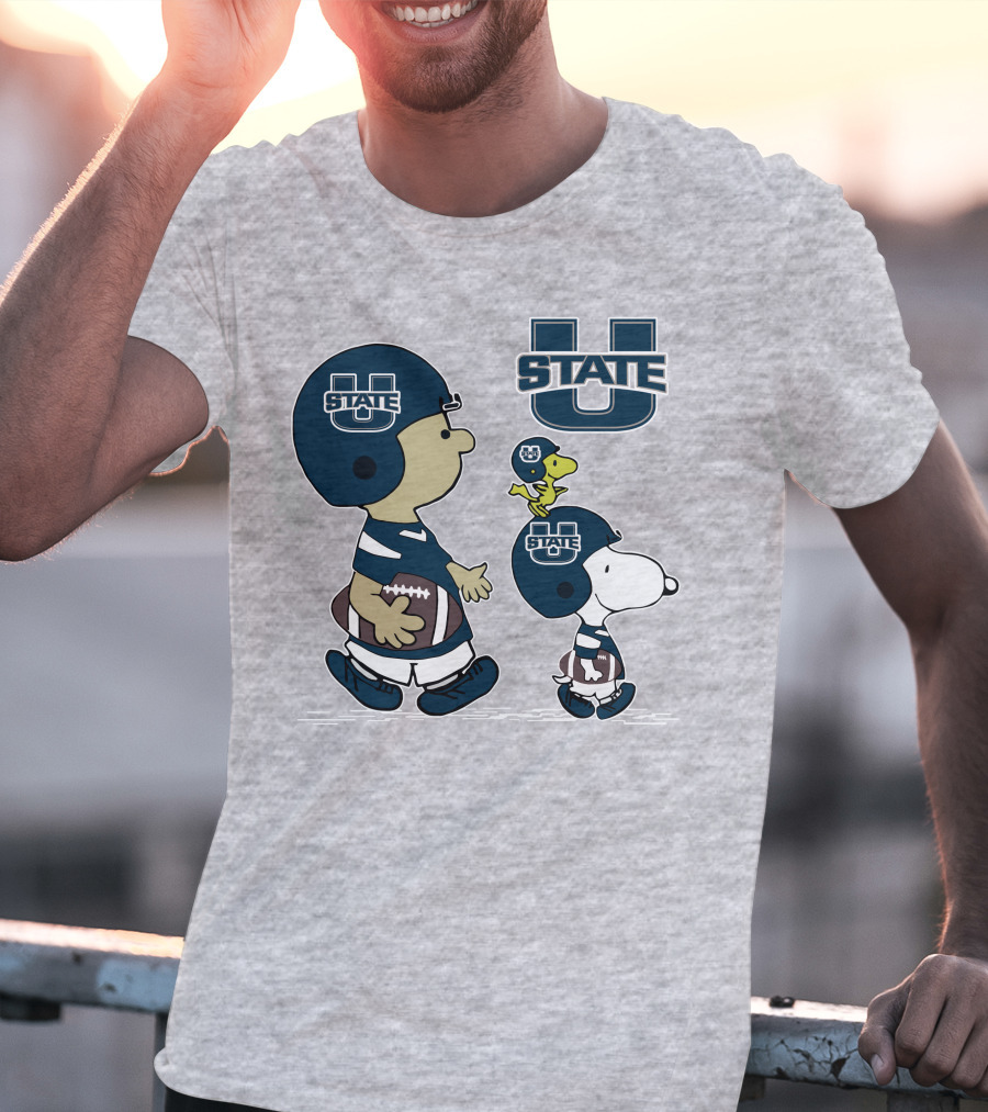 Utah State Football Snoopy And Woodstock Peanuts Characters T-Shirt