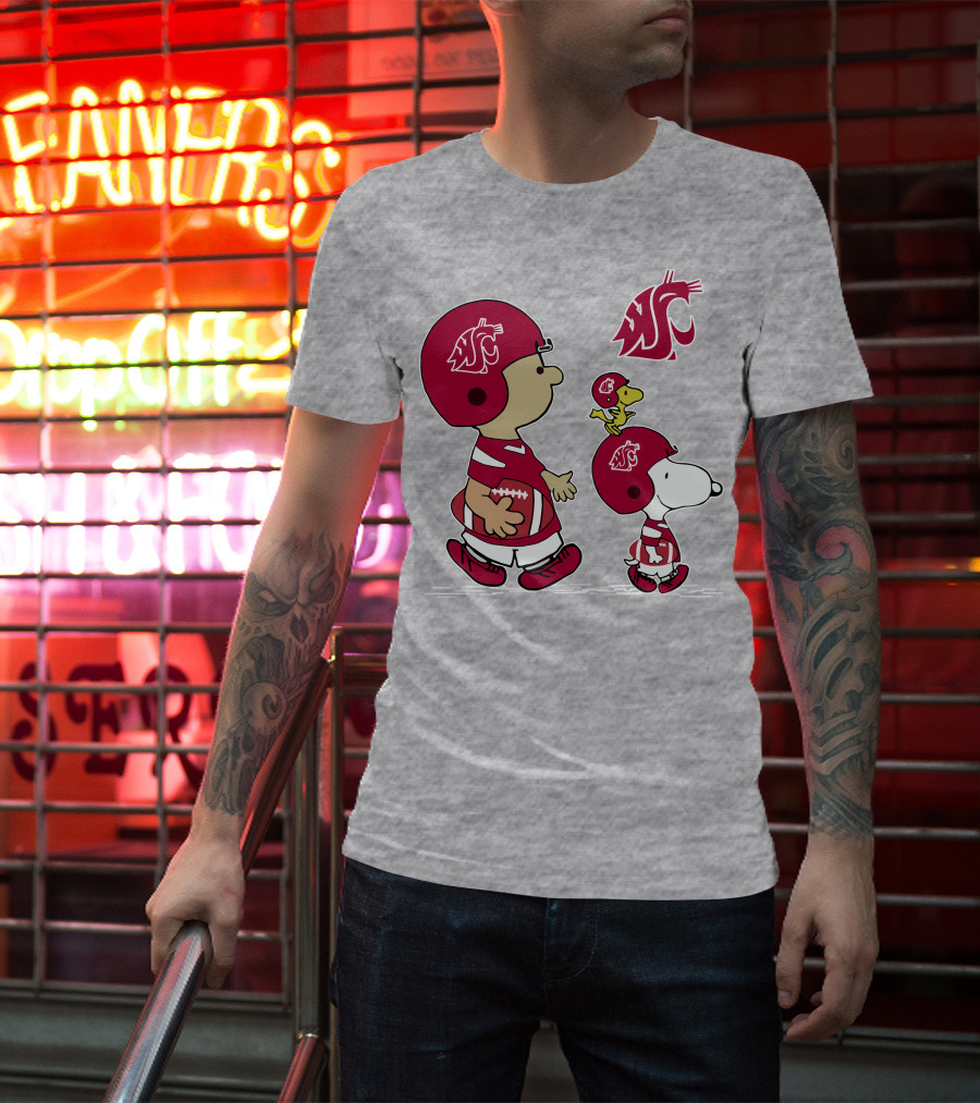 Washington State Cougars Snoopy Football Peanuts T-Shirt