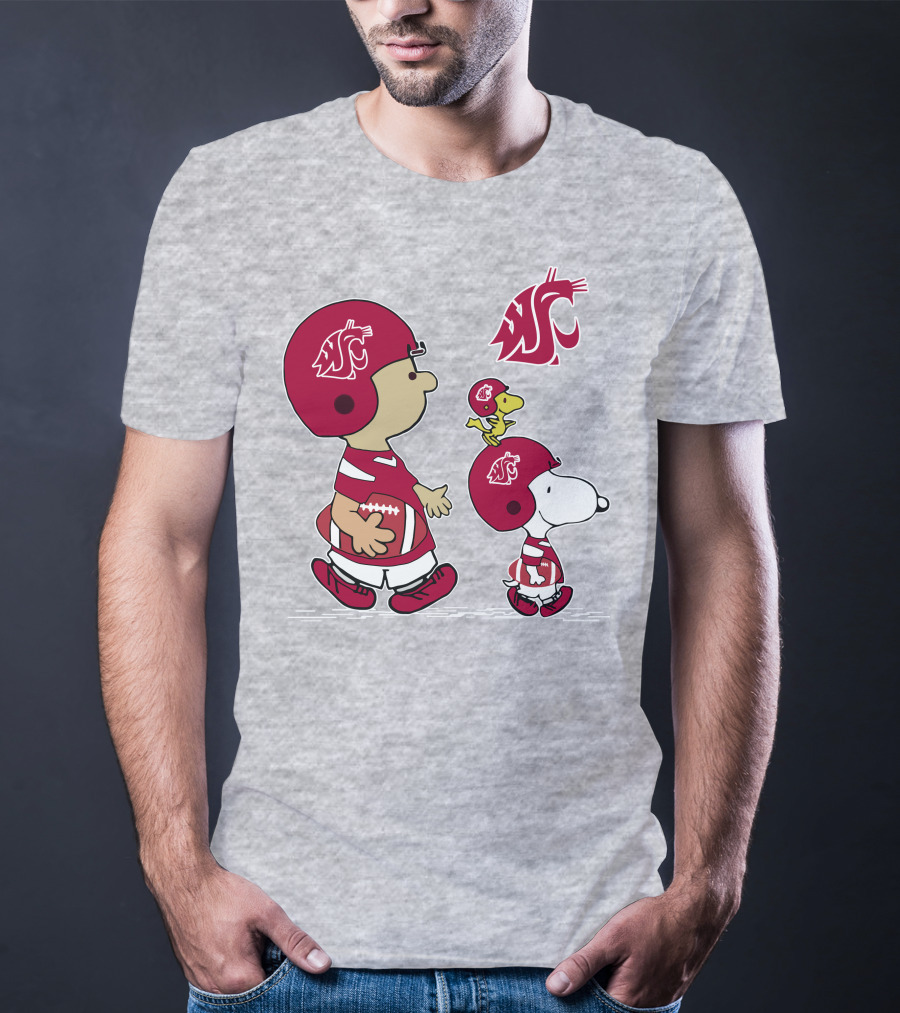Washington State Cougars Snoopy Football Peanuts T-Shirt