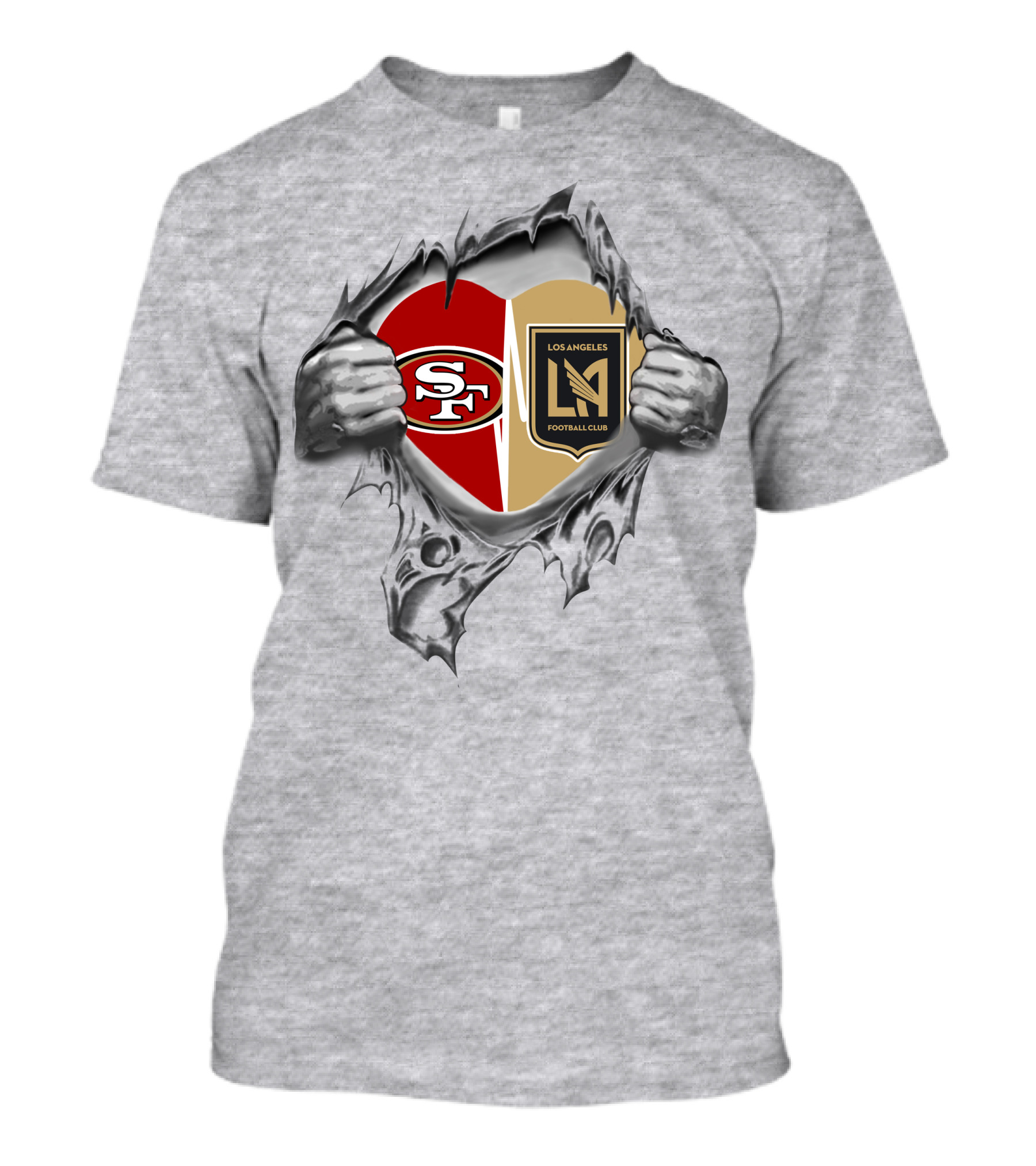 SF 49Ers Los Angeles FC Heart Logo Fusion T-Shirt