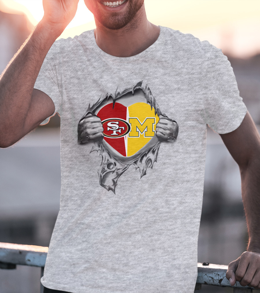 49ers Michigan Wolverines Heart Logo SF M T-Shirt