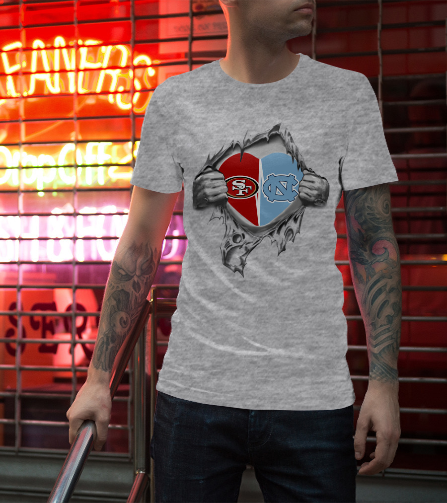 49Ers SF And UNC Tar Heels It's In My Heart T-Shirt