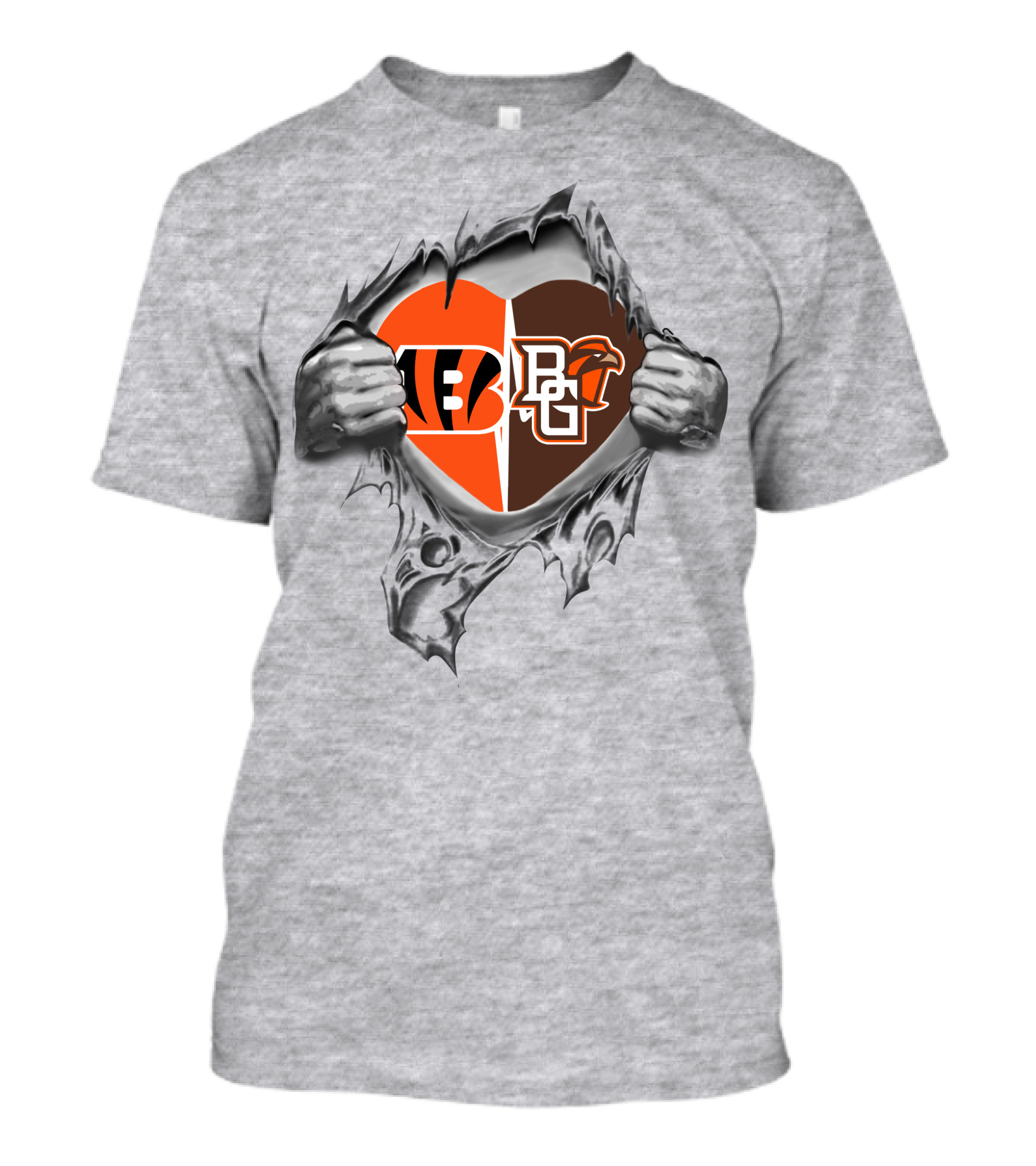 Bengals Bowling Green Falcons Heart Split T-Shirt