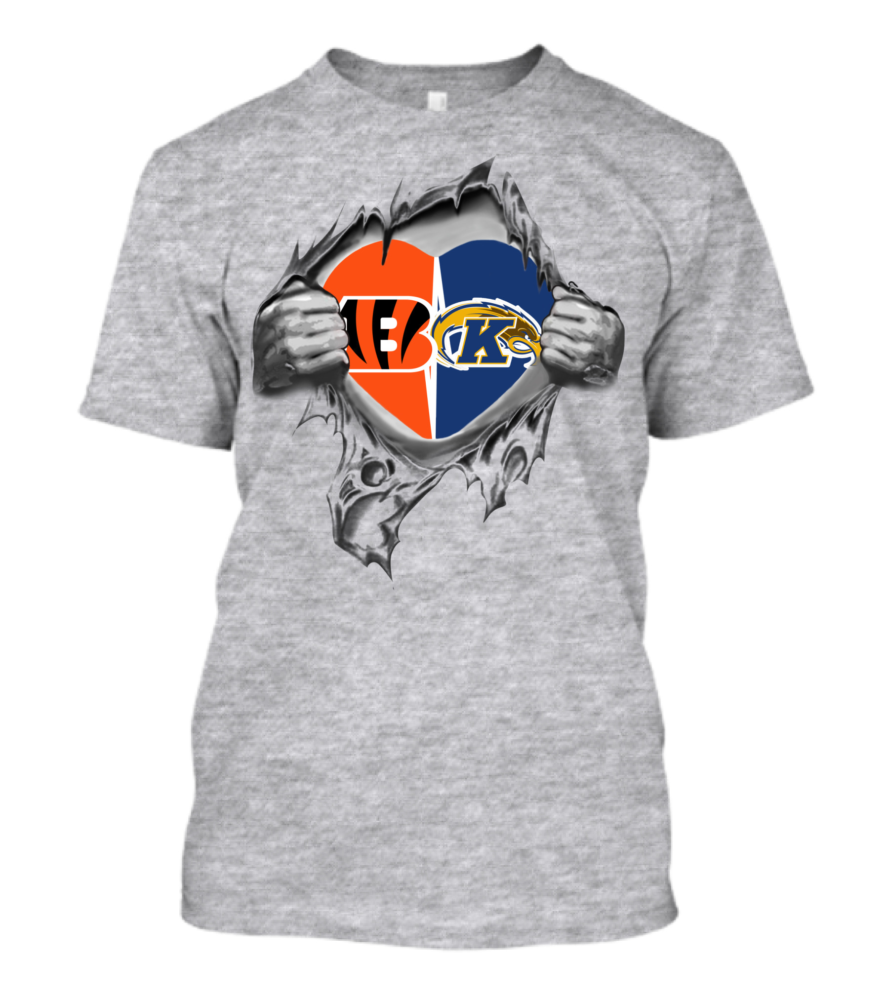 Bengals Kent State Golden Flashes Heart T-Shirt