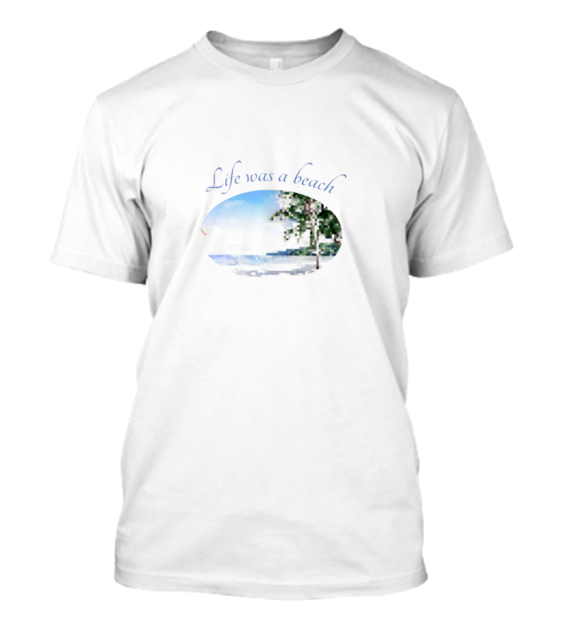 Life Was A Beach Ocean Night Palm Tree Scene T-Shirt