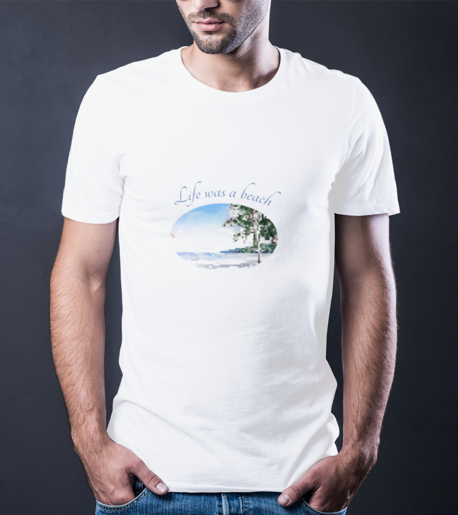 Life Was A Beach Ocean Night Palm Tree Scene T-Shirt