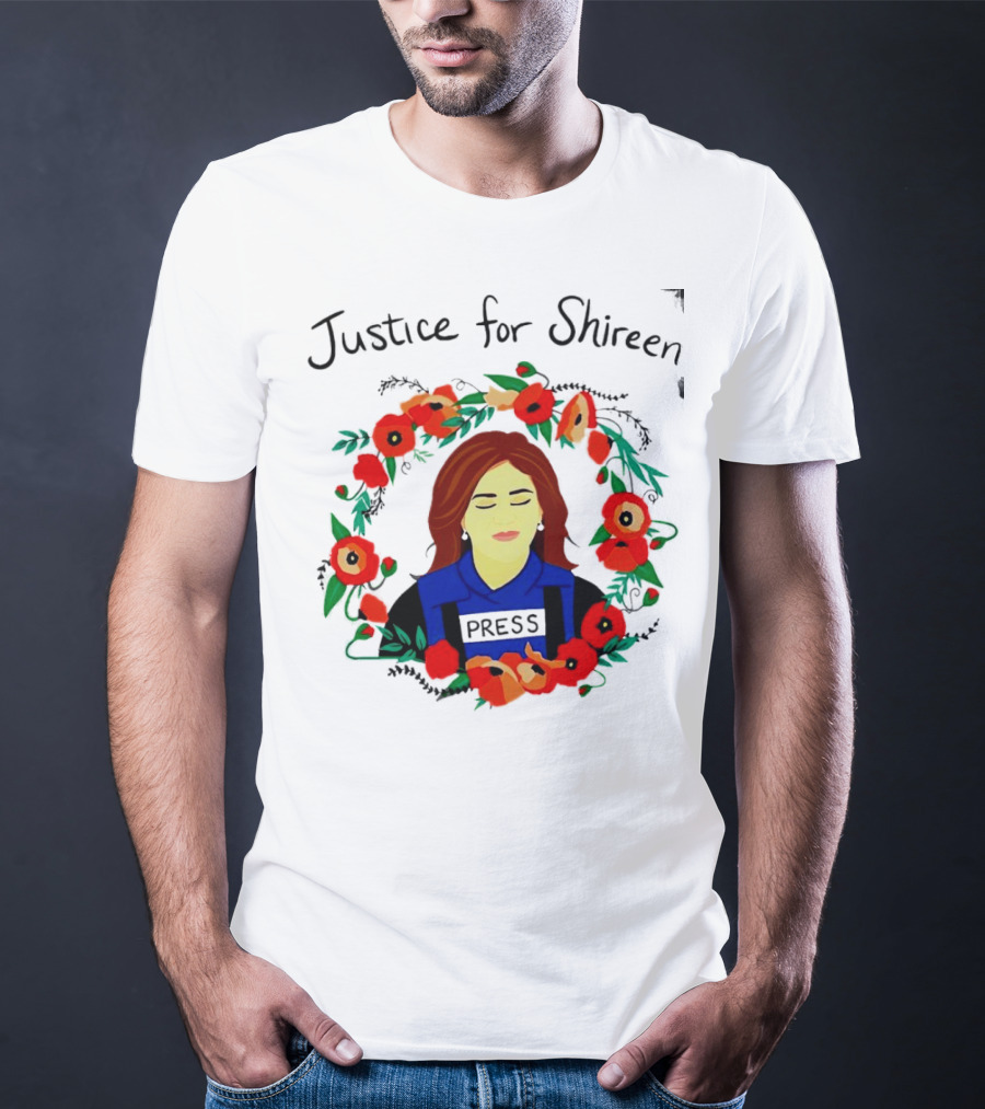 Justice For Shireen Press Floral Wreath T-Shirt