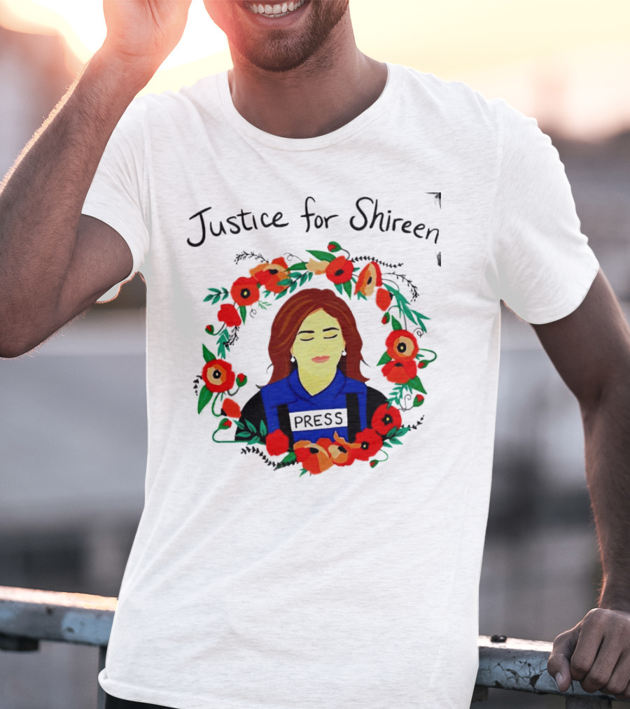 Justice For Shireen Press Floral Wreath T-Shirt
