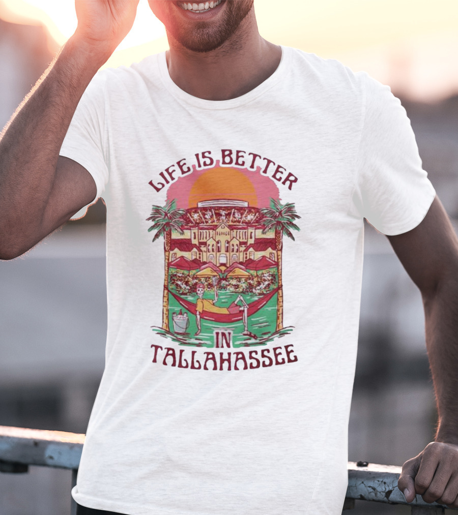 Life Is Better In Tallahassee Skeleton Hammock Scene T-Shirt