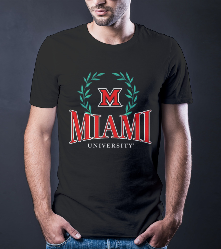 Miami University Red M Laurels Emblem T-Shirt