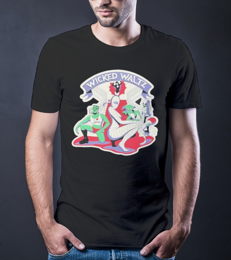 Wicked Waltz Monsters Dracula Frankenstein Mummy Bride T-Shirt