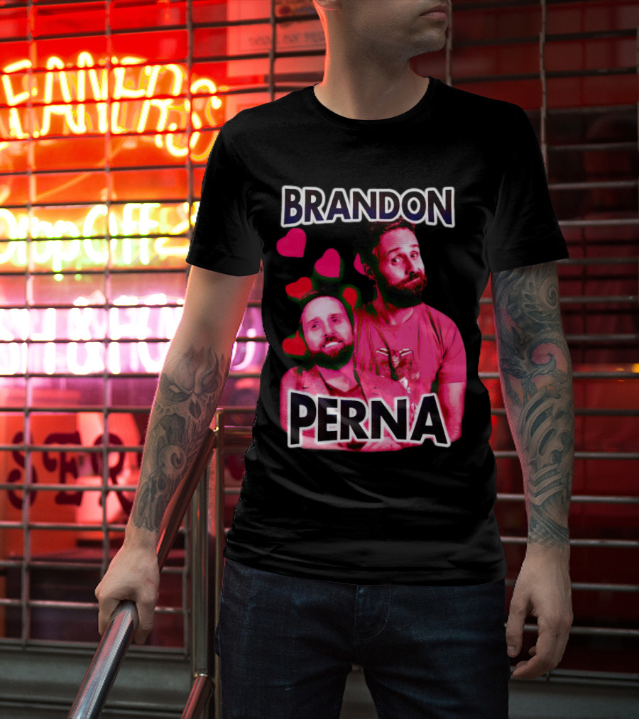 Brandon Perna Heart Icons Red Shirt Pose T-Shirt