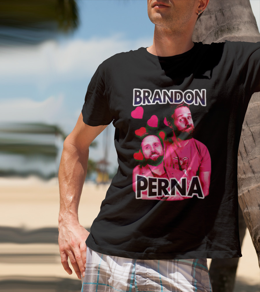 Brandon Perna Heart Icons Red Shirt Pose T-Shirt