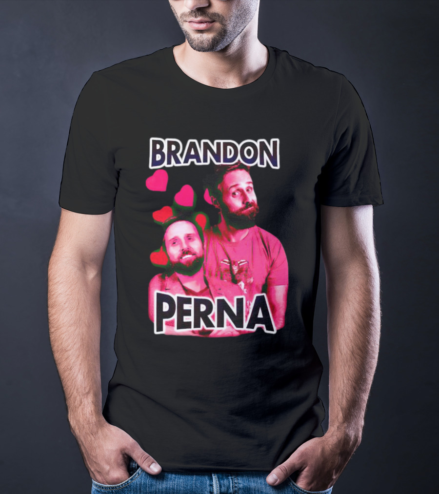Brandon Perna Heart Icons Red Shirt Pose T-Shirt