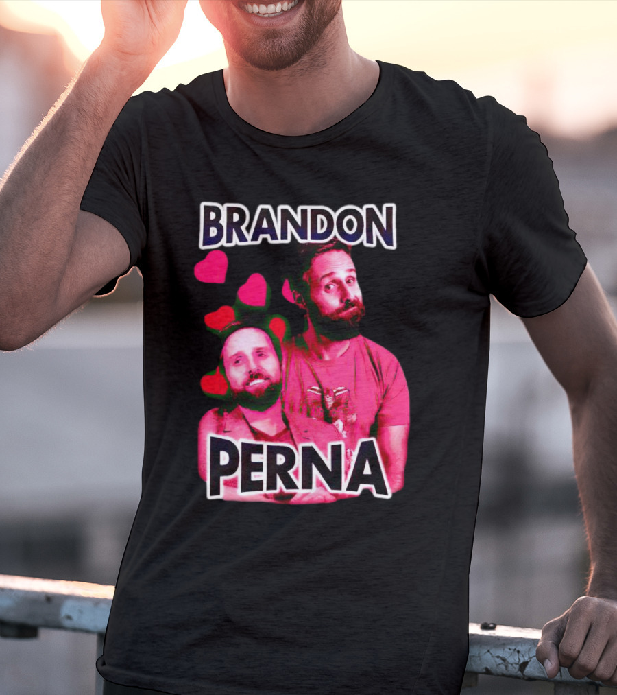 Brandon Perna Heart Icons Red Shirt Pose T-Shirt