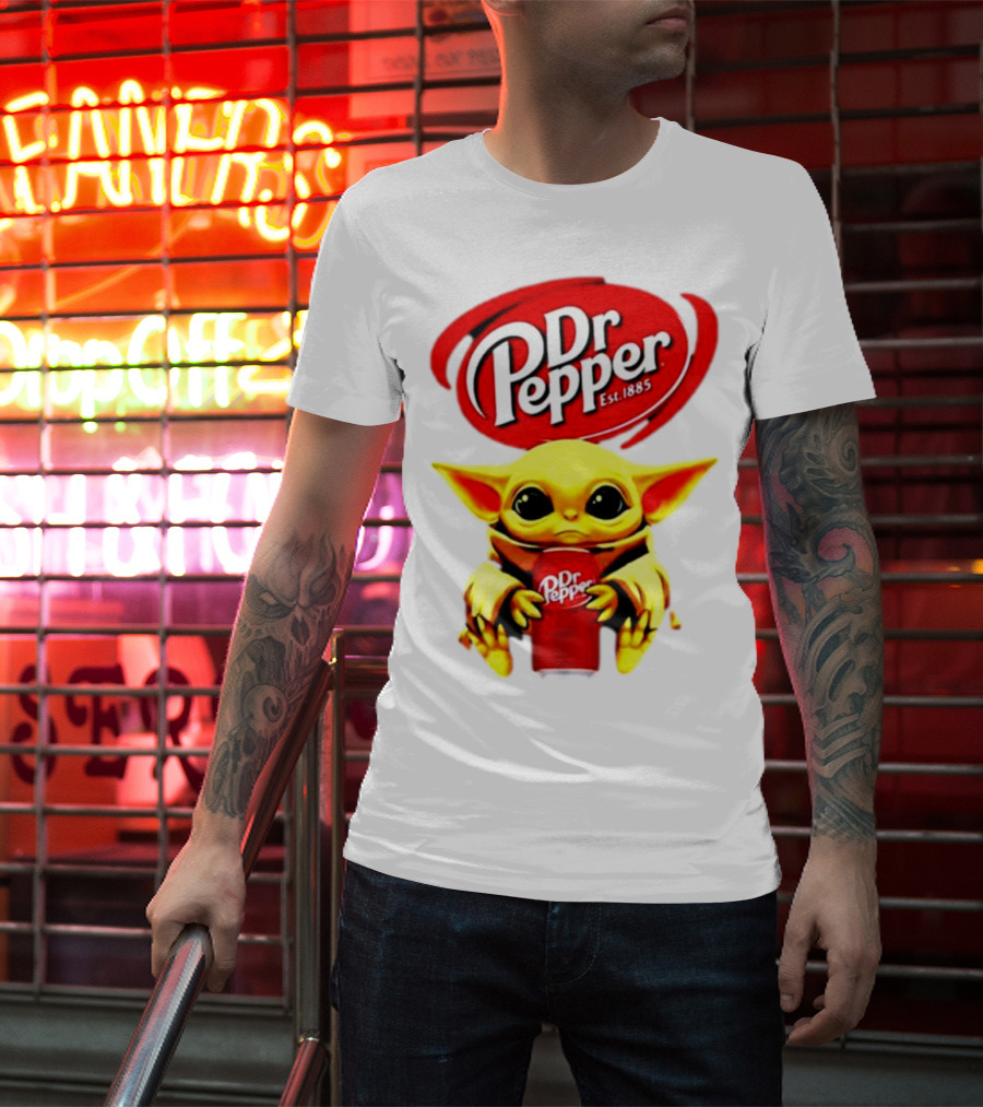 Dr Pepper Baby Yoda Holding Soda Can T-Shirt