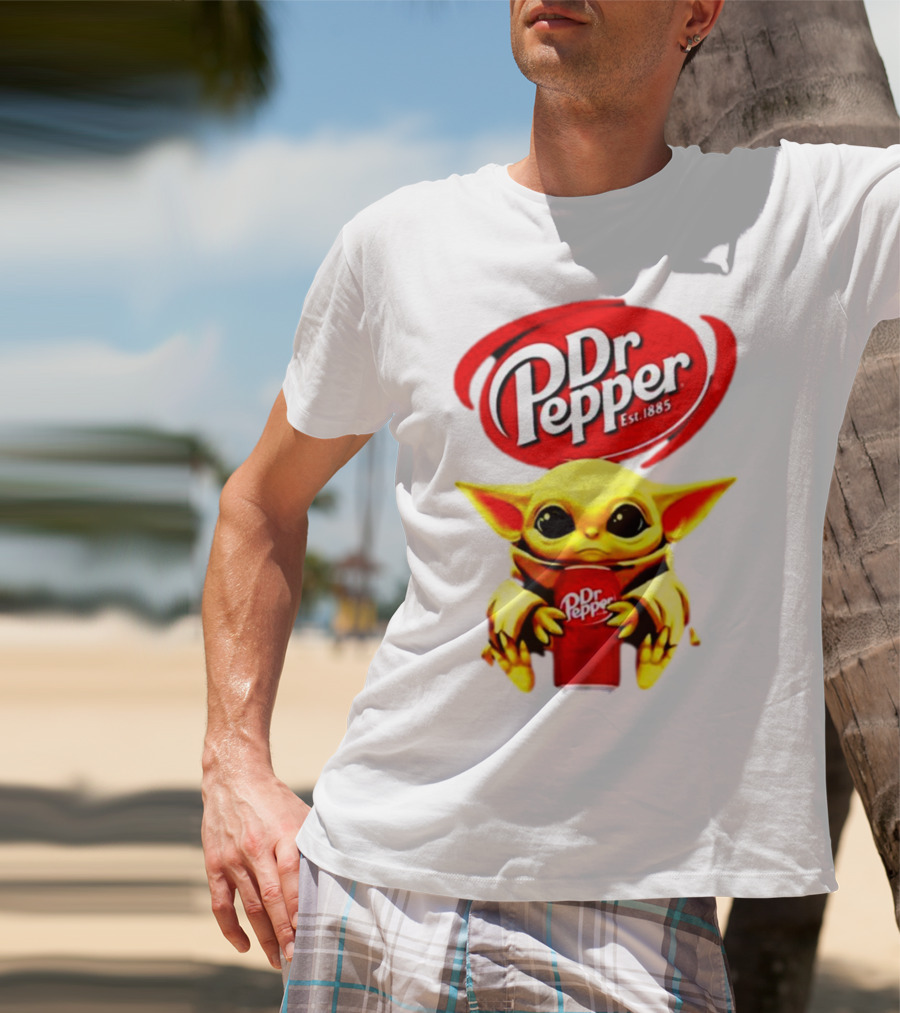 Dr Pepper Baby Yoda Holding Soda Can T-Shirt