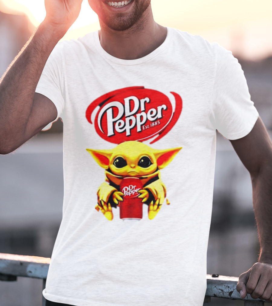 Dr Pepper Baby Yoda Holding Soda Can T-Shirt