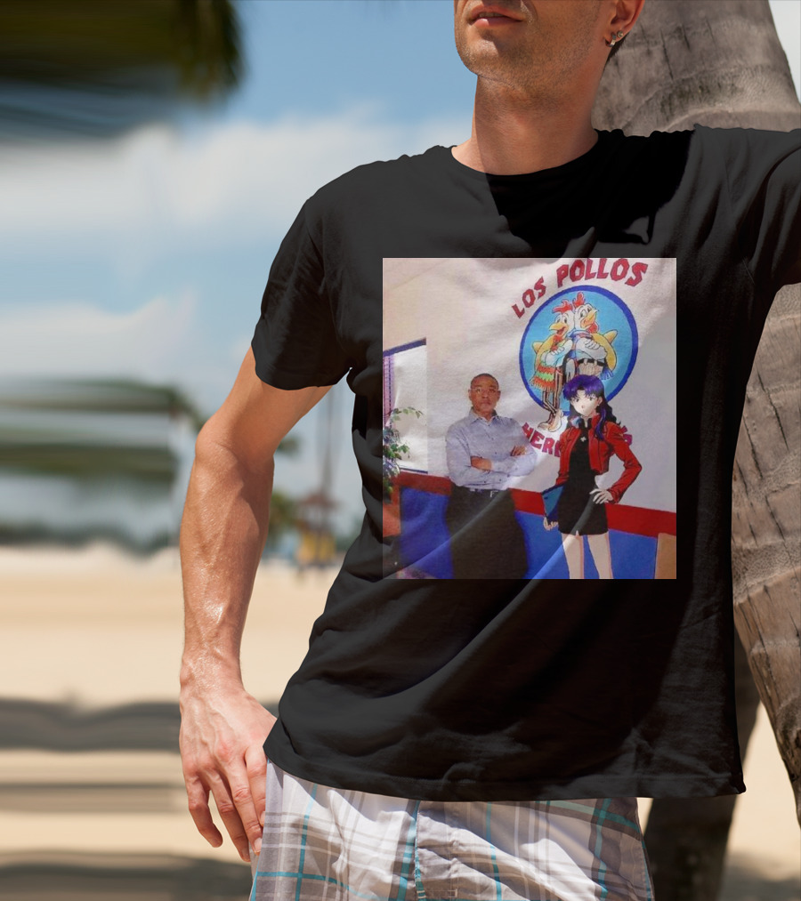 Breaking Bad Los Pollos Hermanos Gus And Evangelion Misato Crossover T-Shirt