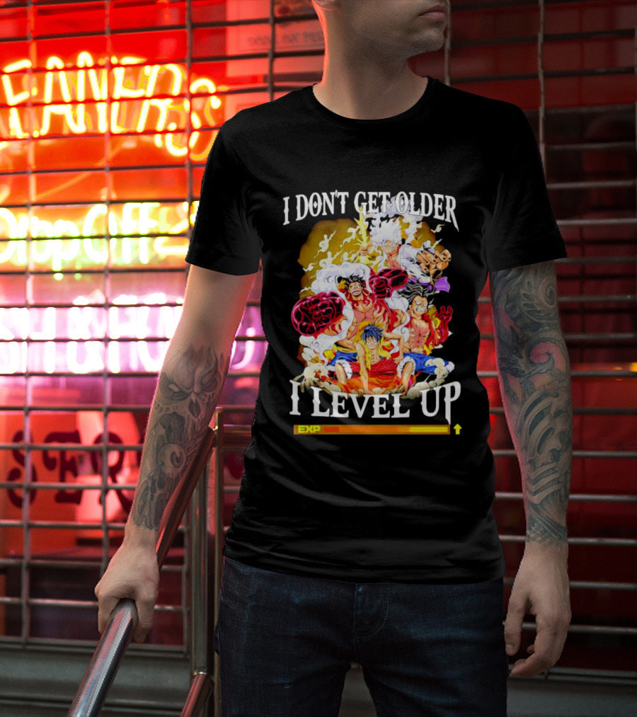 I Don't Get Older I Level Up EXP One Piece Characters T-Shirt