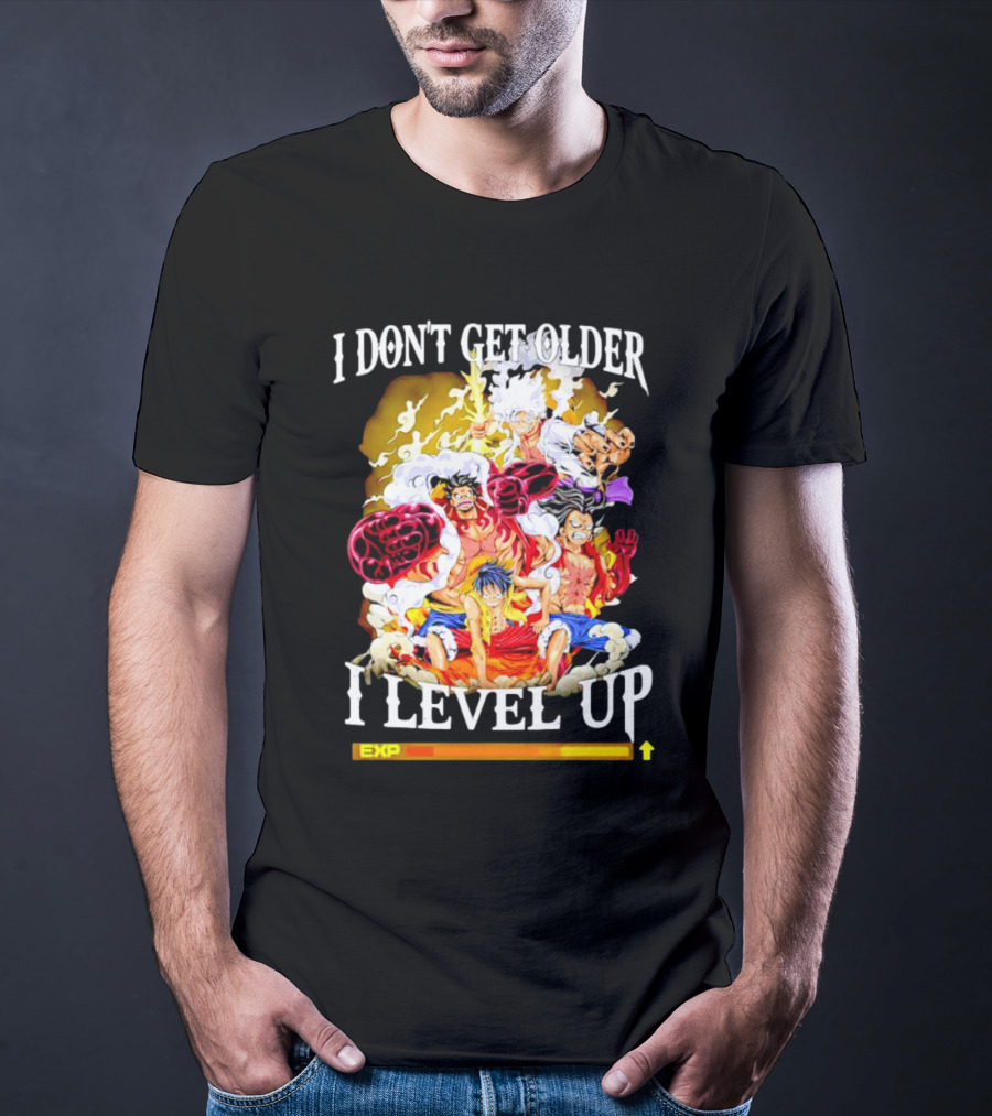 I Don't Get Older I Level Up EXP One Piece Characters T-Shirt