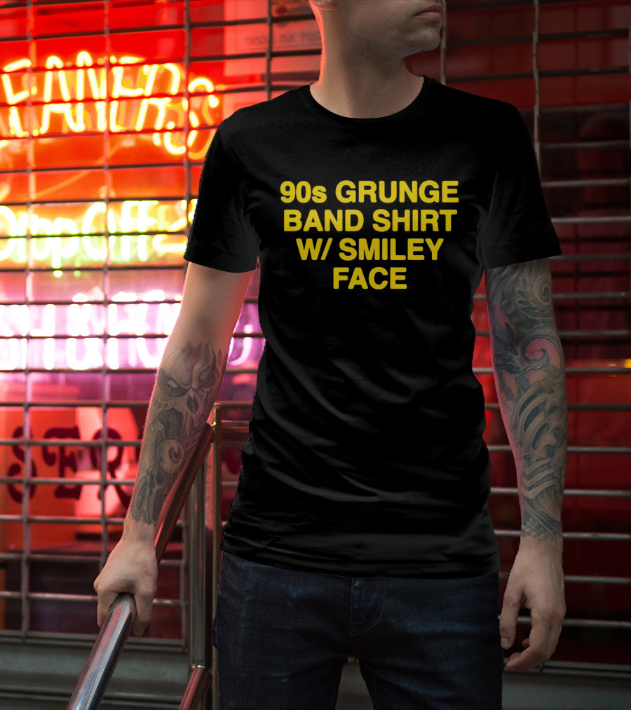 90s Grunge Band Smiley Face T-Shirt