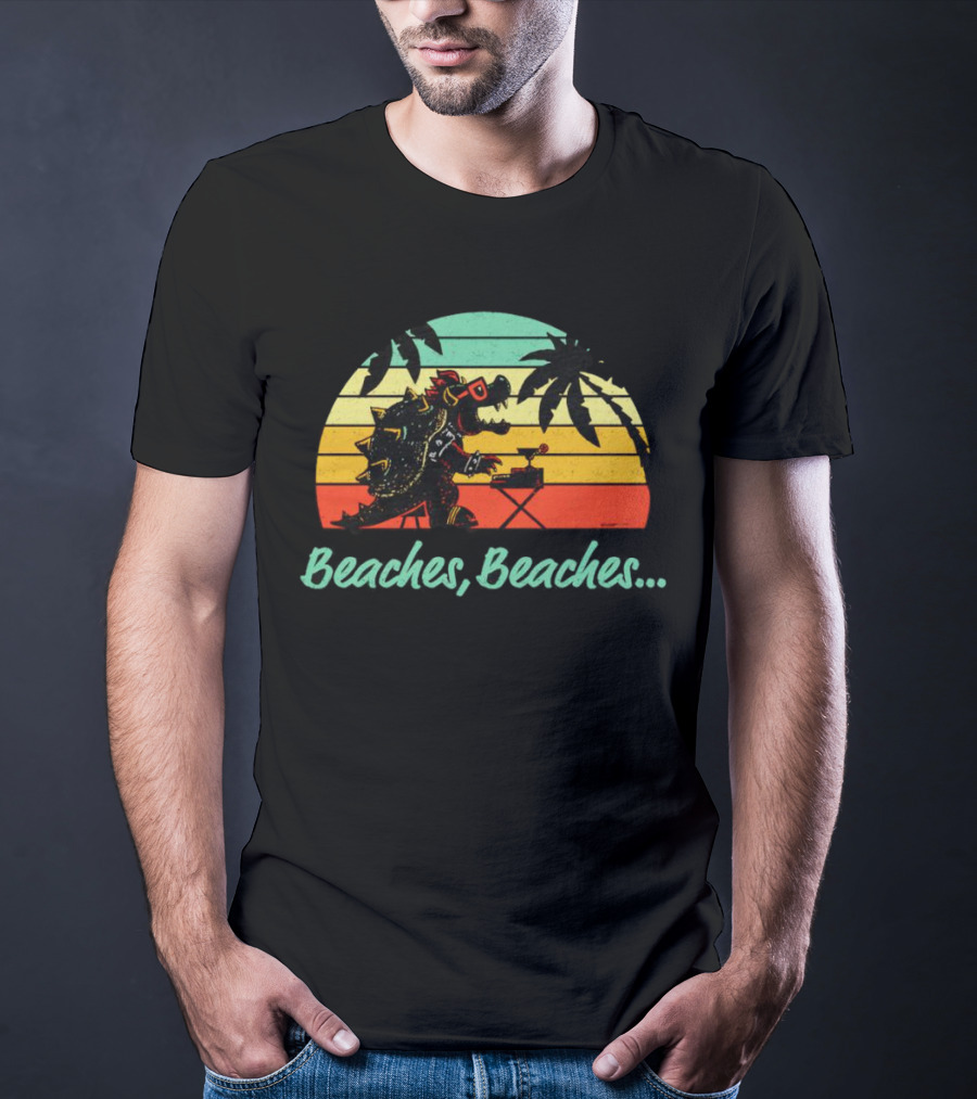 Beaches Beaches Vintage Bowser Retro Sunset T-Shirt