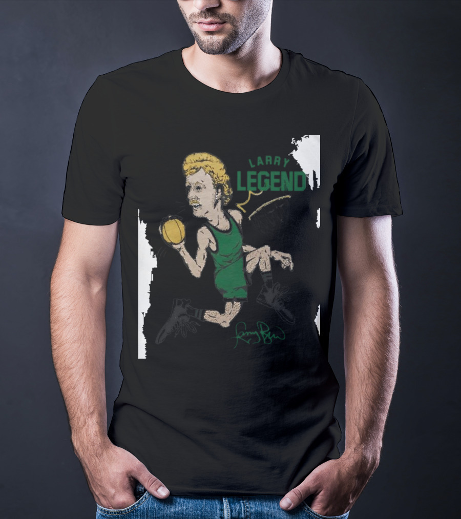 Dave Portnoy Wearing Larry Legend Basketball Art With Larry Bird Signature T-Shirt