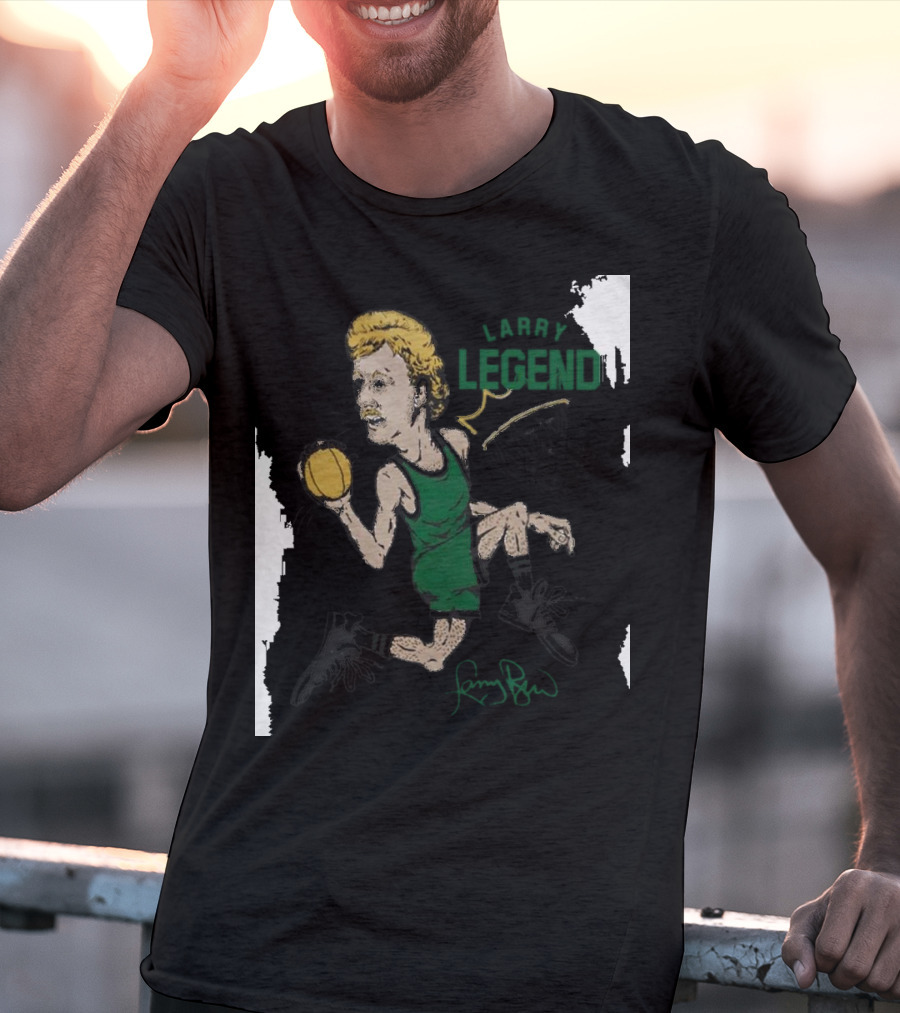 Dave Portnoy Wearing Larry Legend Basketball Art With Larry Bird Signature T-Shirt