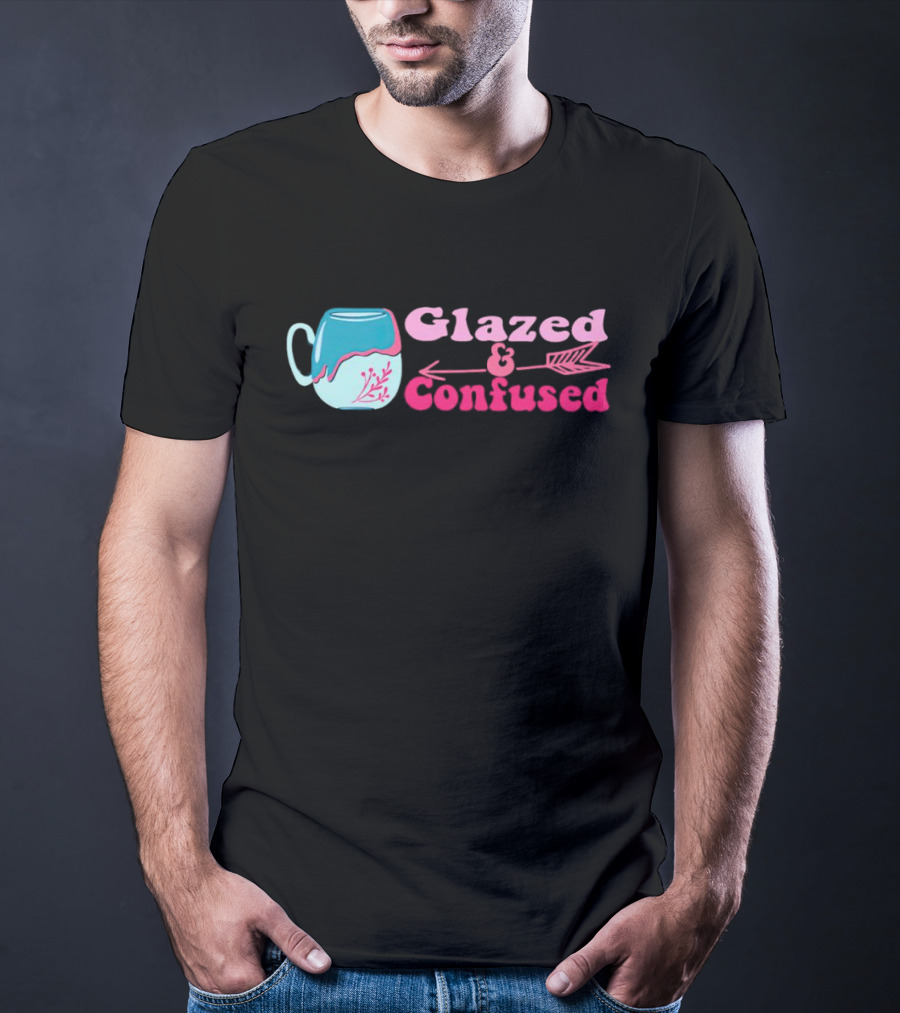 Glazed And Confused Mug With Pink And Blue Arrow T-Shirt