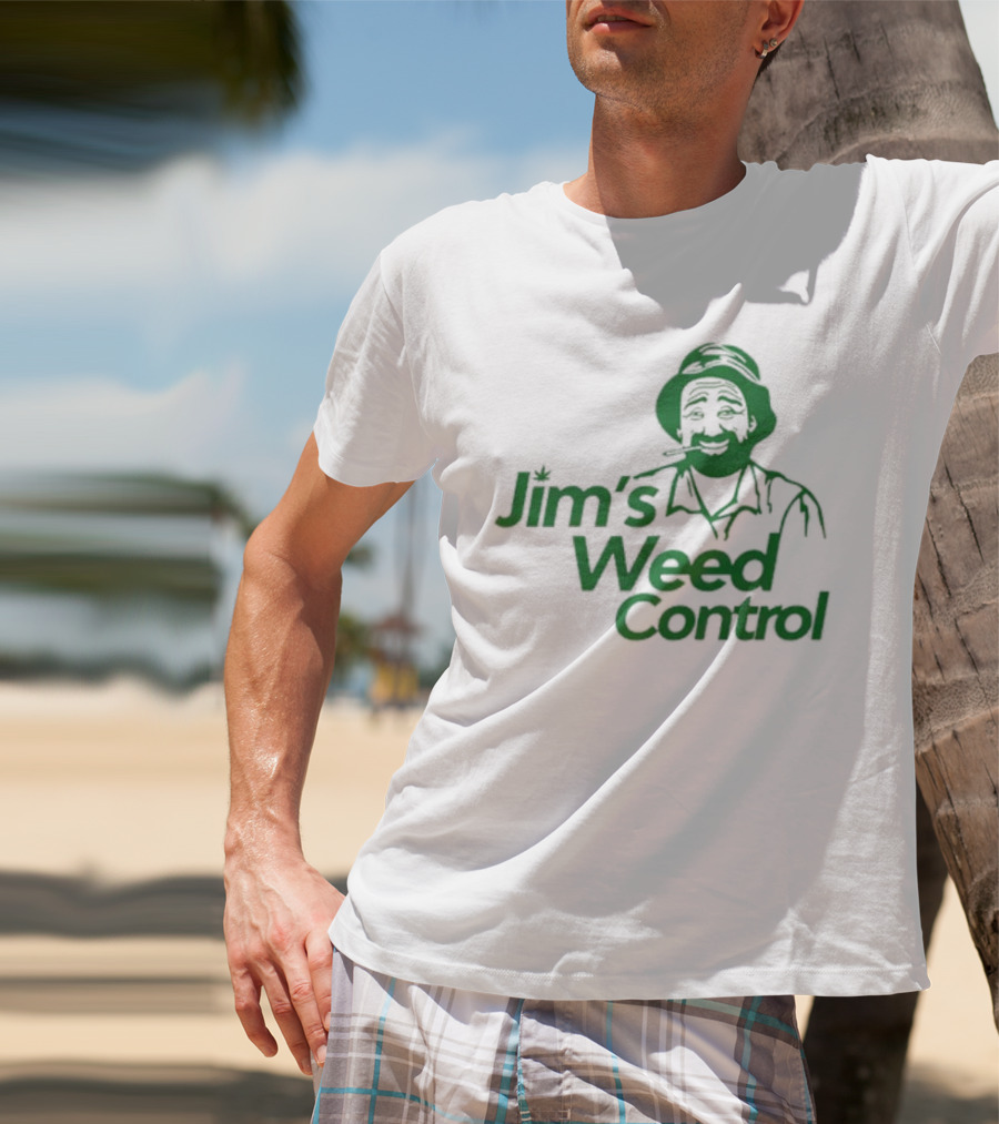 Jim’s Weed Control Gardener Icon With Hat And Beard T-Shirt