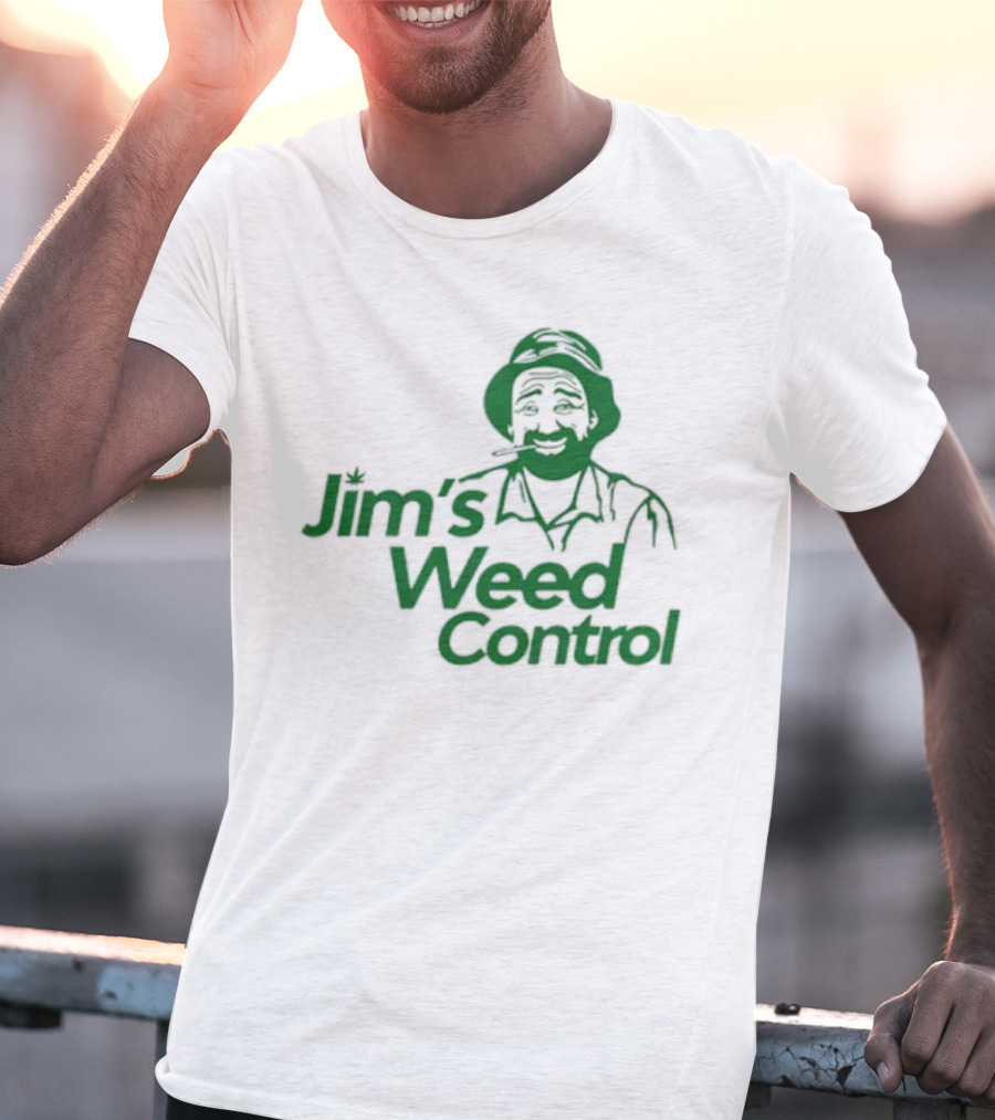Jim’s Weed Control Gardener Icon With Hat And Beard T-Shirt