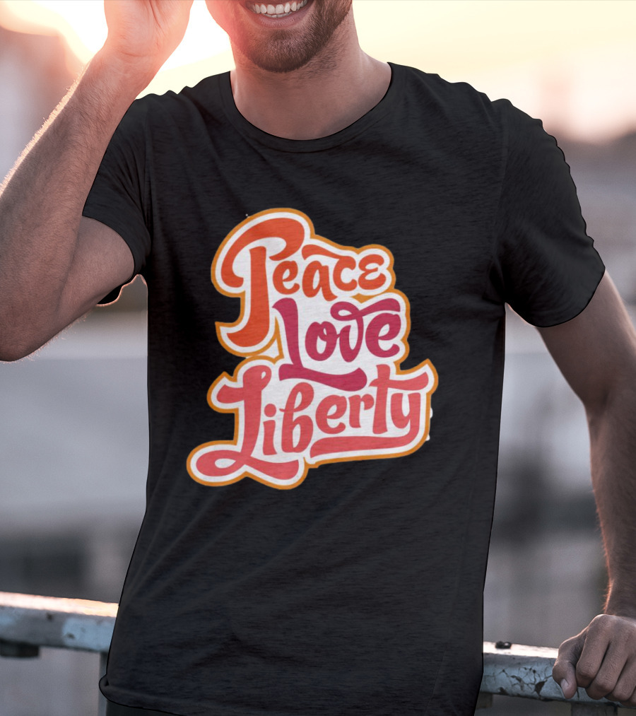 Peace Love Liberty Vintage Groovy Typography T-Shirt