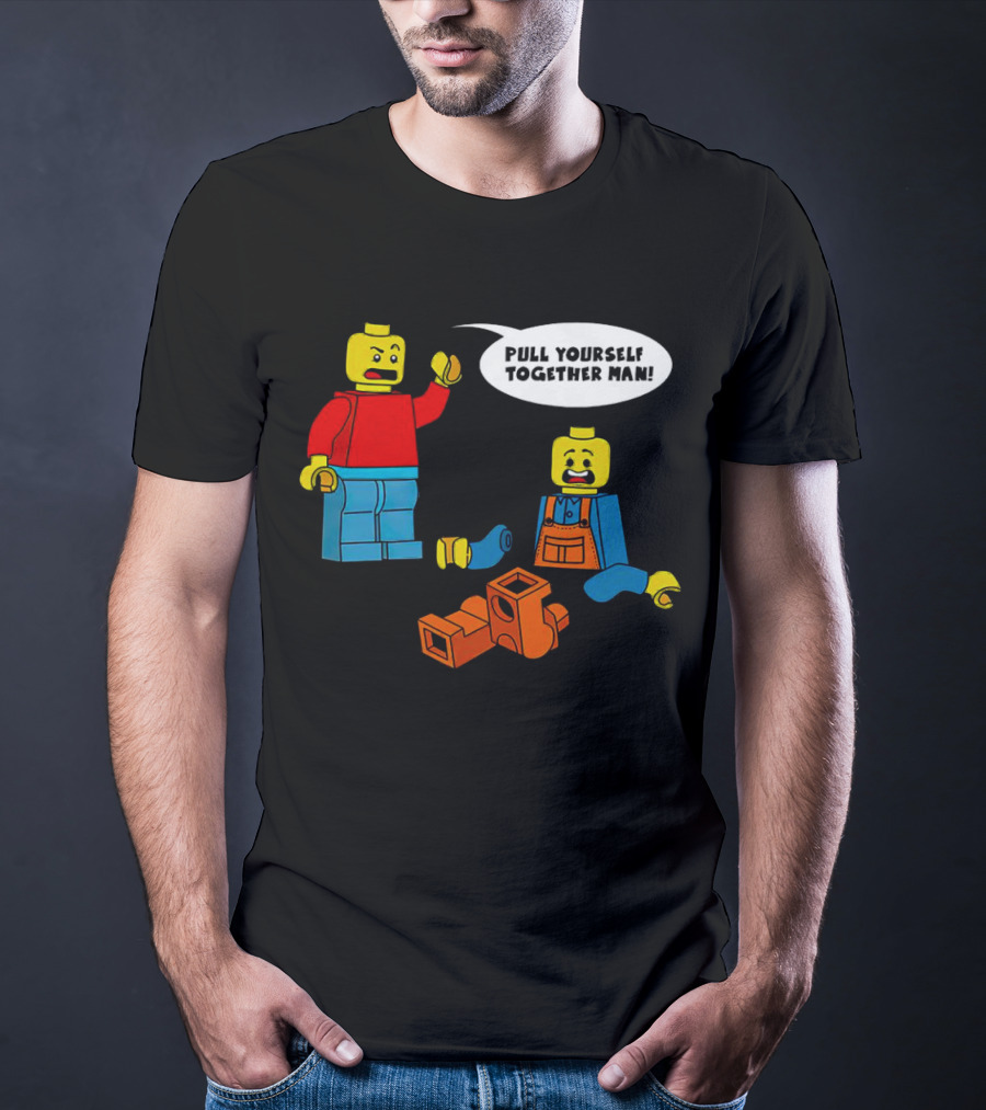 LEGO Figures Pull Yourself Together Man Speech Bubble Playful Scene T-Shirt
