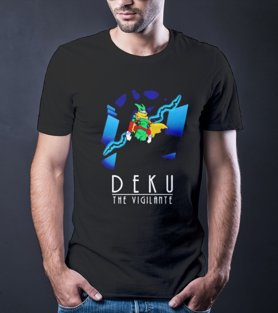 Deku The Vigilante Colorful Hero And Blue Electric Lightning Burst T-Shirt
