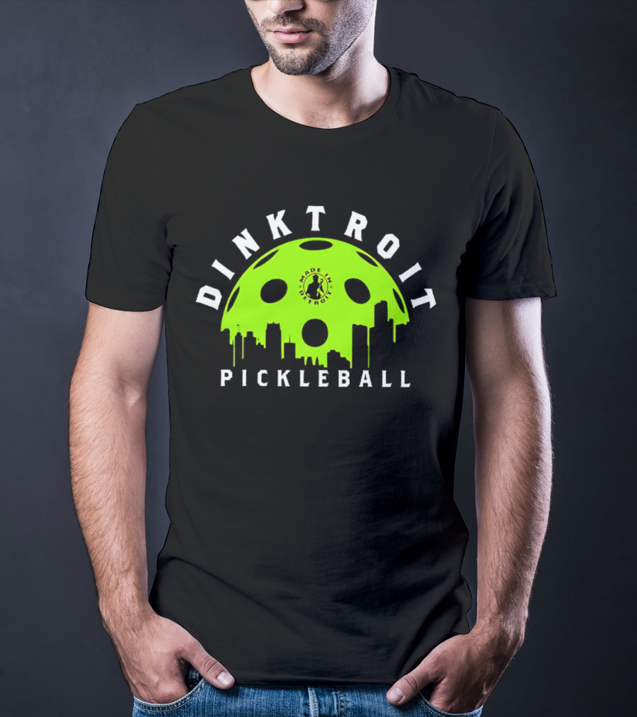 Dinktroit Pickleball Made In Detroit Skyline Ball T-Shirt