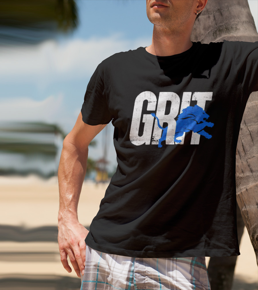 Grit Detroit Lions Blue Lion T-Shirt