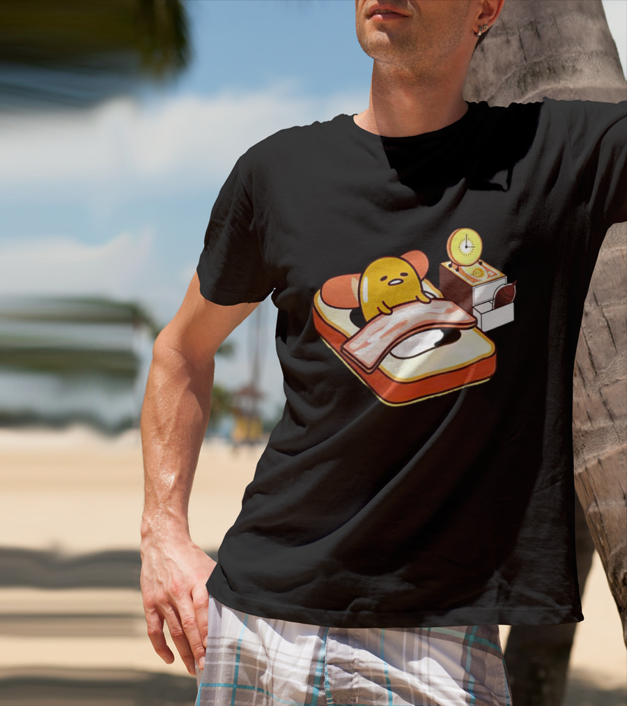 Gudetama Breakfast In Bed With Toast And Bacon T-Shirt