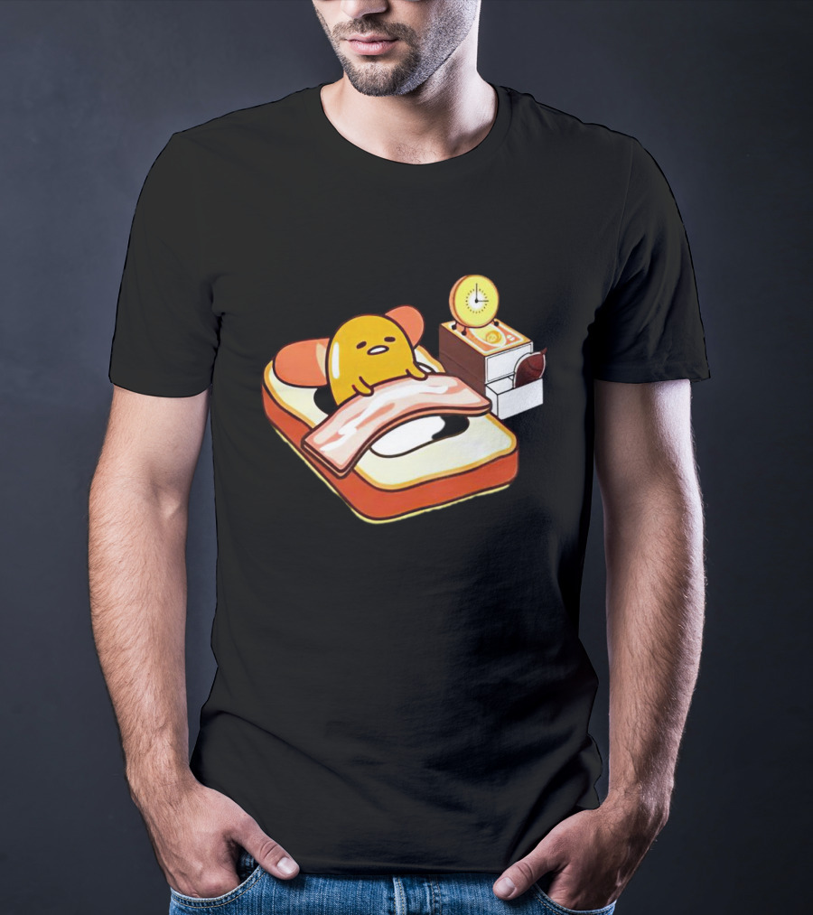 Gudetama Breakfast In Bed With Toast And Bacon T-Shirt
