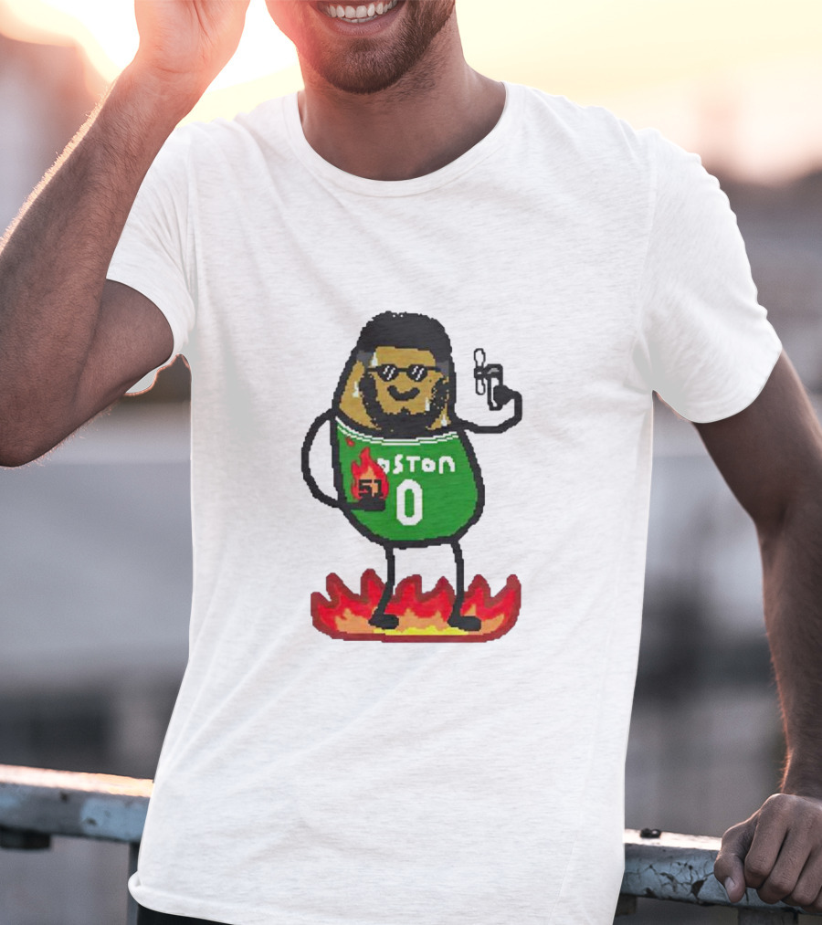 Jayson Tatum Boston NBA Potatum Green Jersey Fire T-Shirt
