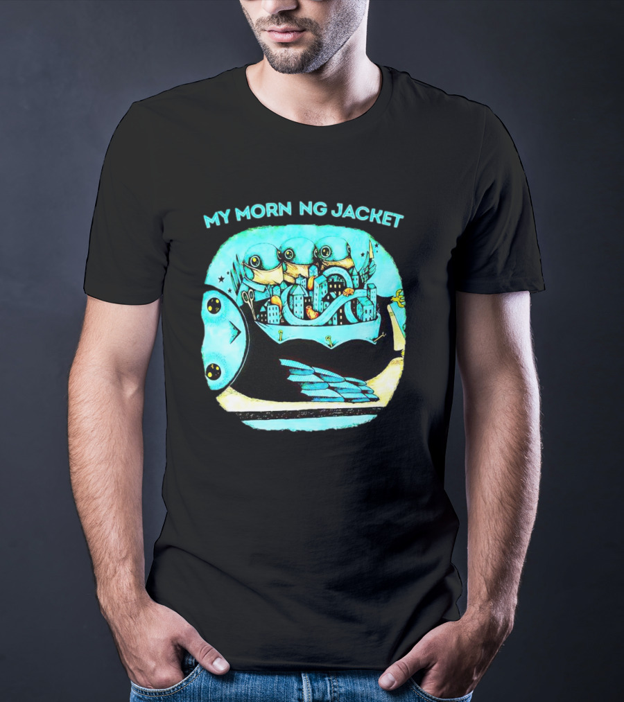 MY MORN NG JACKET Surreal Dream Cityscape Owl Figure T-Shirt